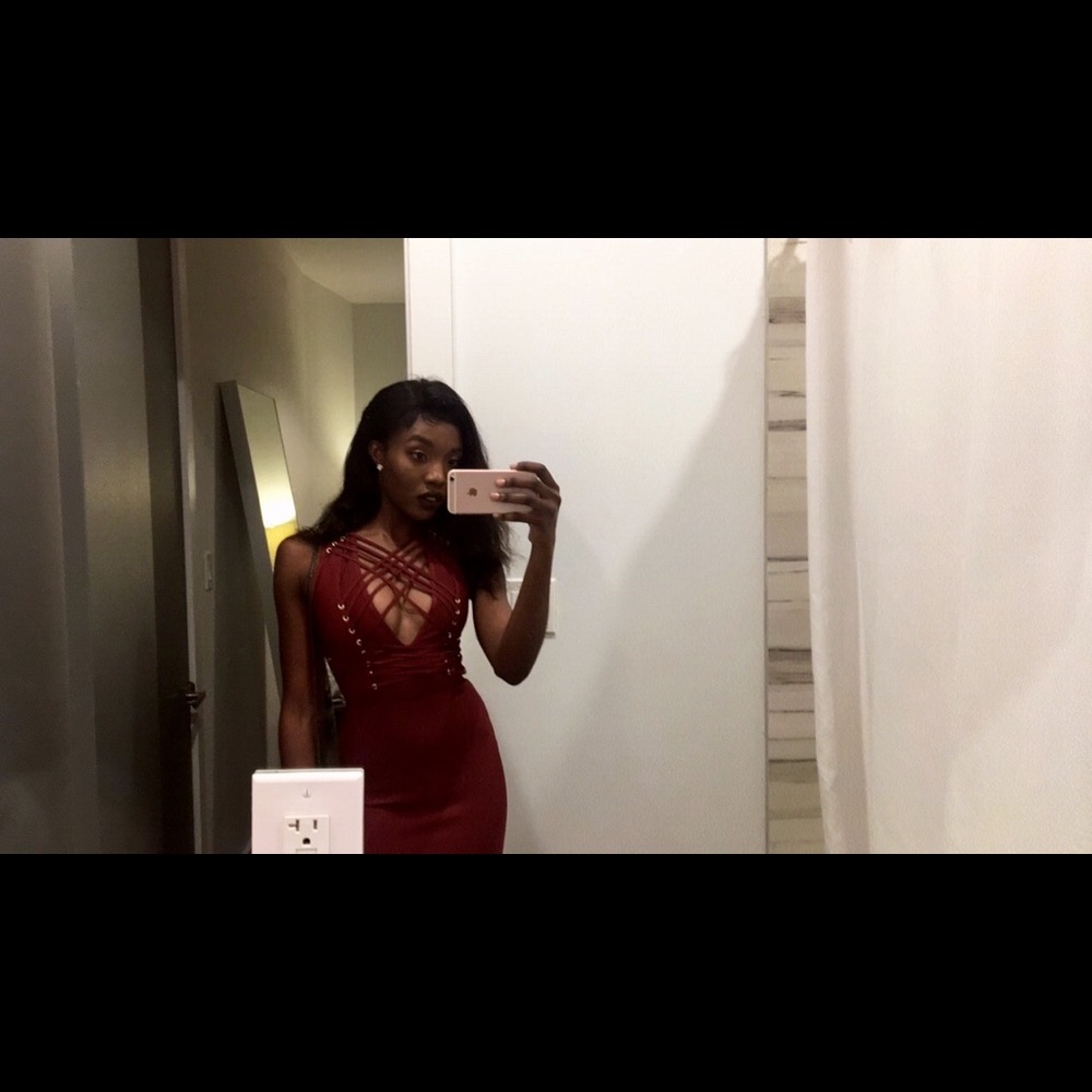 Bandage Burgundy Dress